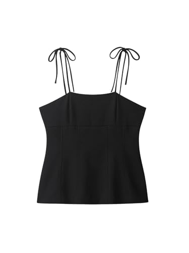 MakeMeChic Women's Sleeveless Cami Top Tie Shoulder Spaghetti