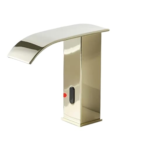 Matte Black Sensor Bathroom hot and Cold countertop Mounted Faucet Low Profile(Gold)