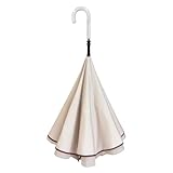 【CARRY saKASA (キャリーサカサ) アフタヌーンモデル (ミルクティー)】傘 逆さ傘 濡れない UVカット 晴雨兼用 高撥水 おしゃれ 可愛い