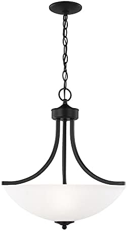 Generation Lighting 6616503-112 Geary Medium Three - Light Pendant Hanging Modern Fixture, Midnight Black