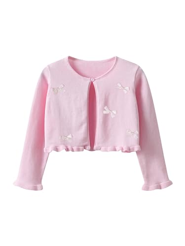 JEYPINMI Girls Knit Bolero Jacket Shrug Cape Kids One Button Cardigan Sweater Flower Dress Cover Up Coat