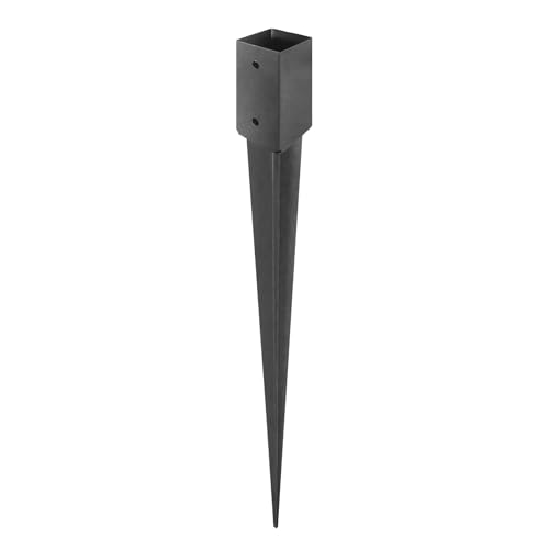 ADGO - Lot de 2 - Support de Poteaux a Enfoncer - Base Carrée - 80x750mm – Pied d'Ancrage Galvanisé – Fixation de Poteaux de Clôture et Structures Extérieures – Métal Robuste - Graphite