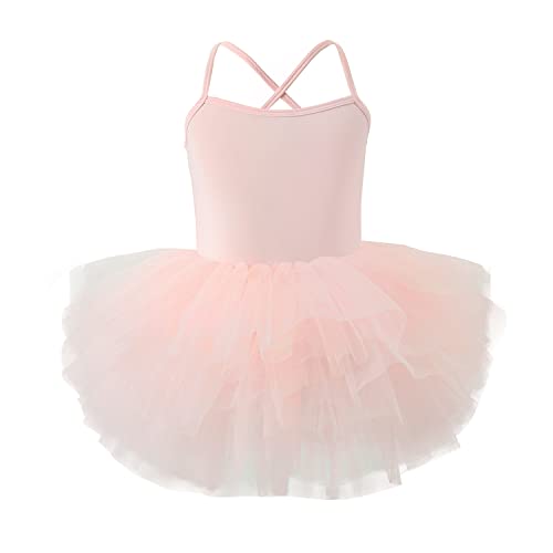 Image of KARETT Girls Toddler Ballet Tutu Skirt Leotards V-Neck Camisole Dance Outfit Ballerina Dress, Gradient 1-7Years