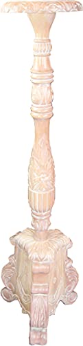 Colonne baroque 120cm en acajou antique lavé pour décoration d'exception