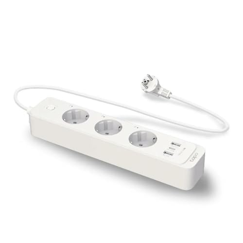 Tapo P300 Smart Grenuttag med 2 USB-portar och 1 typ C-port, säkerhetsgaranti för flera uttag, fungerar med Alexa, Google Home, HomeKit röststyrning, fjärråtkomst, 1,5 m, vit