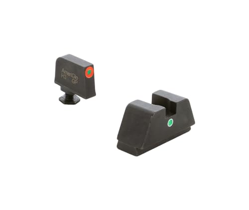 AMERIGLO Optic Compatible Sight Set for Glock - XL Tall Green tritium Orange Outline Front, Single Green tritium dot Rear .315