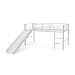 COSTWAY Kids Mid Sleeper Bed, Children Loft Beds with Slide, Stairs and Safety Guardrails, Metal Single Bunk Bed Frame for Boys Girls, 150kg Capacity (White)