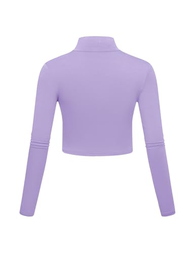 Image of Kindcall Lightweight Mock Turtleneck Crop Tops Long Sleeve Casual Base Layer for Women