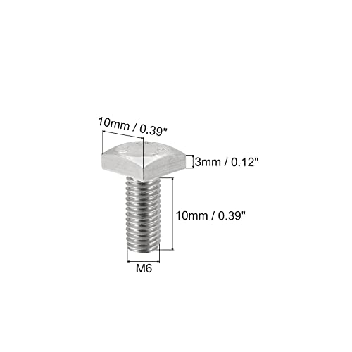 Image of uxcell Square Head Bolt, 10pcs M6x12mm Fully Thread 304 Stainless Steel Grade C Square Machine Screws