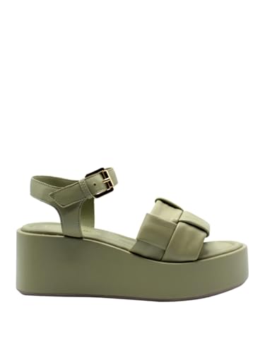 Sandales compensées ELVIO ZANON EB0904 l'excellence du cuir vert italien