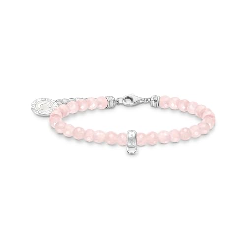 Thomas Sabo Silver Member Charm Bracelet with Rose Beads 925 Sterling Silver, Cold Enamel