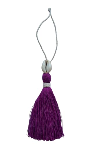 Image of Zippy Flora Handmade Cotton Tassels with Cowrie Shells for DIY & Crafts Project, Pack of 10 (Purple)