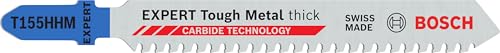 Bosch 3x EXPERT Tough Metal Thick T155HHM Stichsägeblatt (für Edelstahlbleche, Länge 92 mm, Professional Zubehör Stichsäge)