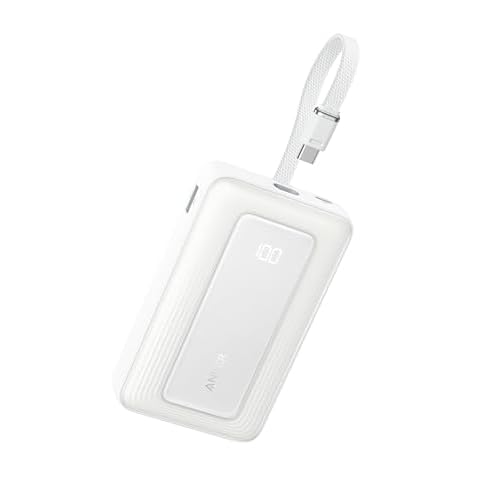 Anker Power Bank 20000mAh 30W, Caricabatterie Portatile ad Alta Velocità con cavo USB-C Integrato, per iPhone 17 Pro Max/16/15, MacBook, Galaxy e Altro(20000mAh, Bianco)