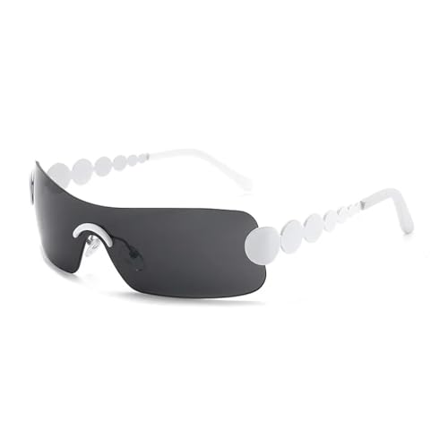 Lunettes de soleil rectangulaires pour femme style punk rétro sans monture