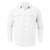 tee shirt homme cotton ete UHouse Chemise Homme Coton Lin Manches Longues Leger Chemises Respirant Chemisette Fin Cut Vetement Boutonné avec Poche Habit Délavé Grande Taille Blanc 5XL
