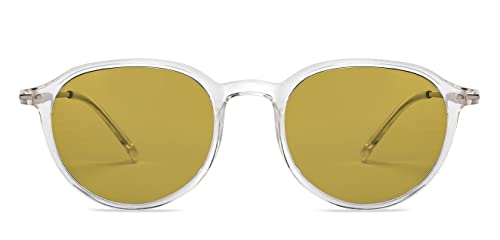 Image of Vincent Chase By Lenskart | Transparent Yellow Full Rim Round | Made in India | Branded and Stylish Sunglasses | Polarized and 100% UV Protected | Men & Women | Small | VC S15547