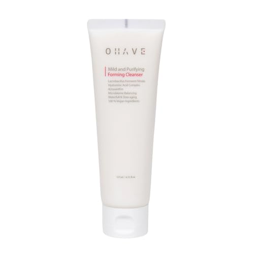 ZIOSTAND OHAVE Mild & Purifying Foaming Cleanser, Gentle Vegan Face Wash with Lactobacillus, Natural Botanical Extracts, Hydrating & Soothing, pH-Balanced, 125ml