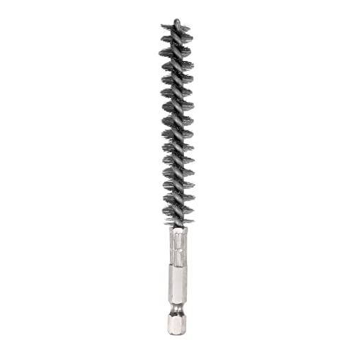 HARFINGTON Stainless Steel Bore Brush 12mm Dia Cleaning Wire Brush with Handle 1/4 Inch Hex Shank for Tubes, Ports, Bearings