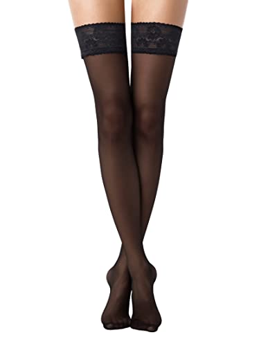 Conte Semi Opaque Thigh Highs Self-Supported Stockings Silicone Lace Top Stay Ups Class 40 Den