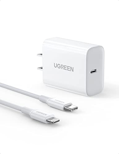 UGREEN 18W USB C PD Fast Charger with USB C to Lightning Cable MFi Certified iPhone Charging Cable 3FT Compatible for iPhone 13/13 Mini/13 Pro/13 Pro Max/12, iPad, AirPods Pro, Galaxy S20/Note20