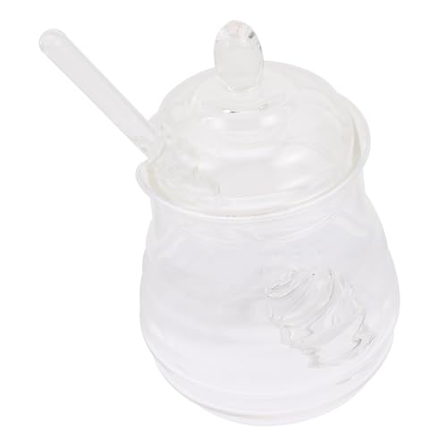 Unomor 1Set with Lid and Dipper Elegant Transparent Honey Container for Kitchen Storage for Home Bakery and Food Stores Practical Honey Holder for Easy