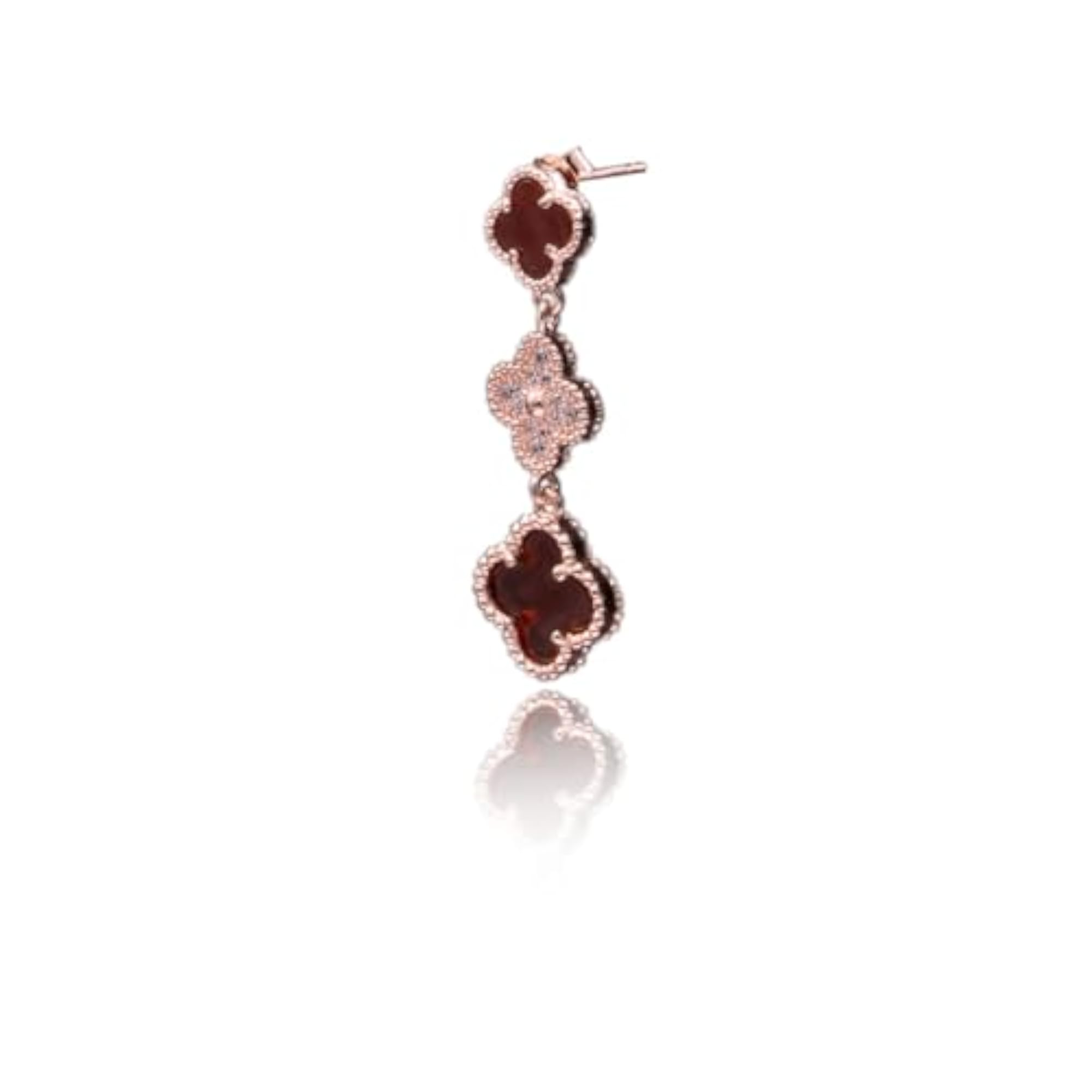 Women's 925 Sterling Rose Gold Floral Motif Drop Earrings