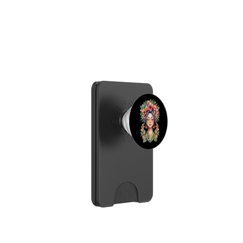 Belle Femme Coiffe Florale Beauté Ethnique PopSockets PopWallet pour MagSafe