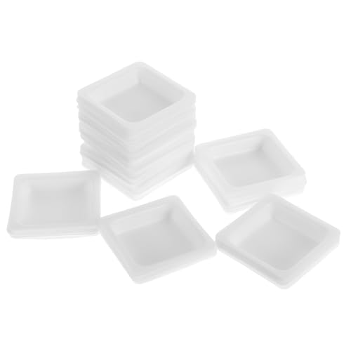 Holibanna 60 Unidades Bandejas de Pesaje de Plástico para Laboratorio Platos Cuadrados Reutilizables para Polvo y Líquidos Bandejas Pequeñas Compatibles con Balanzas Precisas