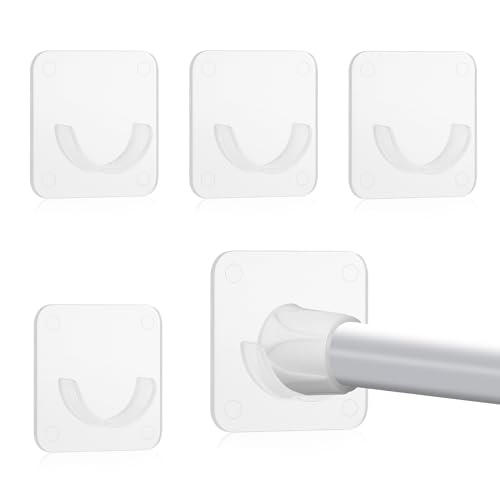Shower Curtain Holder for the Wall 4 Pack Adhesive Shower Curtain Rod Holder No Drilling Shower Curtain Holder No Slippage Wall Mount Retainer Shower Rod Transparent Tension Bracket (Not Included Rod)