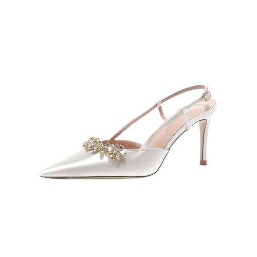 Chaussures de mariage pour femme évitant les douleurs aux pieds grâce au satin souple blanc