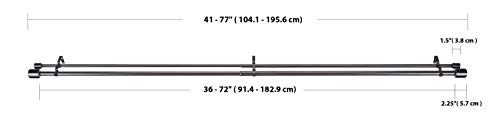 AmazonBasics 1" Double Curtain Rod With Cap Finials - 36" to 72", Dark Bronze - Thumbnail 4