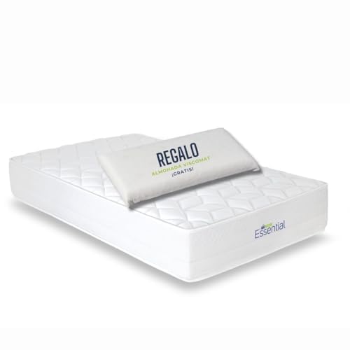 Matnature | Essential | Colchón Viscoelástico | Núcleo HR (High Resilience) Compactado | Reversible Verano Invierno | Altura 24 cm | Regalo 2 Almohadas Viscomat (135 x 190 cm)