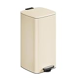 Genérico Cubo de Basura, Basurero de 30 L, de Cocina de Acero Inoxidable, con Cubeta Interior, Cierre Suave y Permanece Abierto, Beige Arena