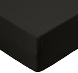 Amazon Basics FTD, Sábanas Ajustables, 150 x 200 x 30 cm, Negro