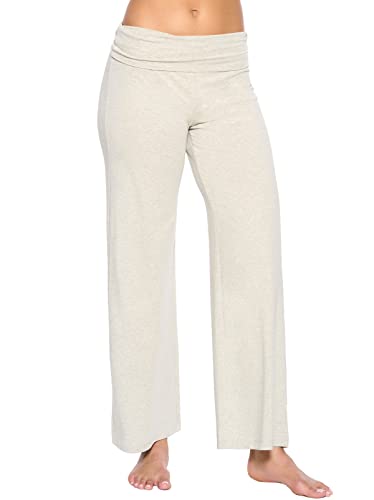 Felina | Organic Cotton Stretch Wide Leg Fold Over Pant Pebble