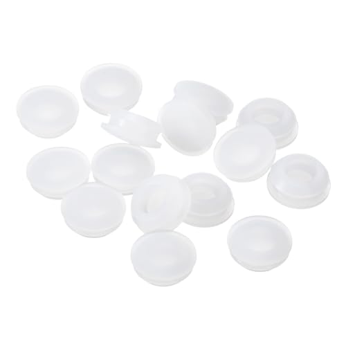 Image of uxcell 16 Pcs Silicone Plugs, Rubber Round Snap in Locking Hole Plugs for 12-13mm Hole, Hole Stoppers Waterproof Hole Plug for Metal Tube, Furniture End Caps Inserts, Clear