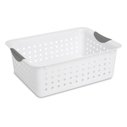 Sterilite 16248006 Medium Ultra Basket, White Basket w/ Titanium Inserts, 6-Pack
