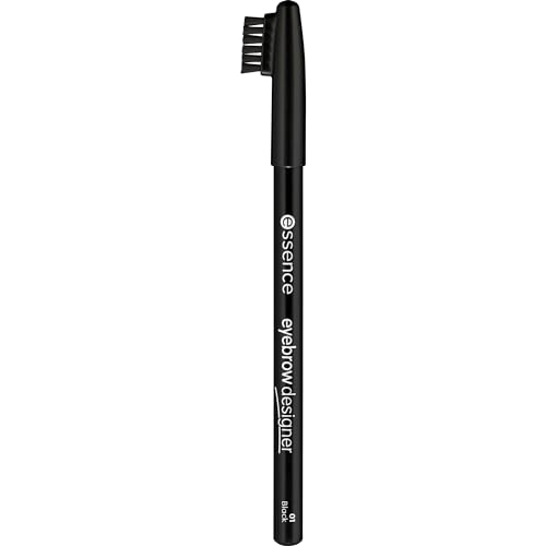 essence eyebrow designer, eye pencil, eyebrow pencil, no. 01 black, black, defining, vegan, microplastic particles-free, nanoparticles free (1 g)