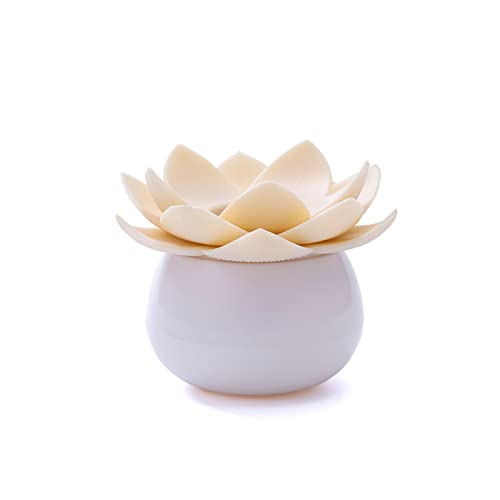 SYFUNLV Wattestäbchen-Organizer, Wattestäbchen-Halter, Wattestäbchenbox in Lotusform,mit Deckel, Wattestäbchen Zahnstocherspender mit Deckel Wattepads Kosmetik Aufbewahrung (Beige,S) Cover