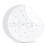 GeeRic Steam Parchment Paper, 8 Inch Air Fryer Parchment Paper Liners, 100pcs Round Perforated Bambo
