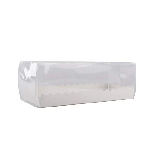 BBJ WRAPS Rectangle Cake Box Long Swiss Pumpkin Roll Cake Containers Transparent Bakery Packaging, 5 Sets, 11(L) X4(W) X3.7(H) Inch
