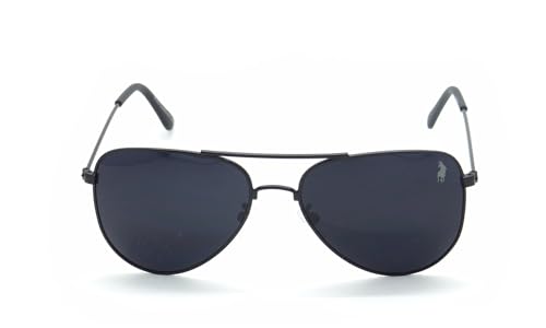 Óculos de Sol Aviador Unissex Polo London Club, Armação em Metal Stainless Stell (preto)