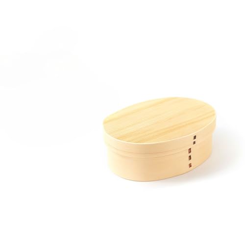 Giawkca 秋田杉 大館曲げわっぱ 小判弁当箱(大) 日本製 漆器 杉 保湿 天然木製 ホワイト おかず 仕切り 漆 国産 ランチボックス 学生 通勤 手作業 水分 ご飯 天然木 女性 男性 (古い漆の四角い弁当箱)