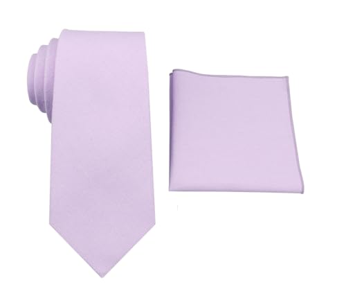 Image of Mens Linen Tie Set - Solid Necktie with Pocket Square