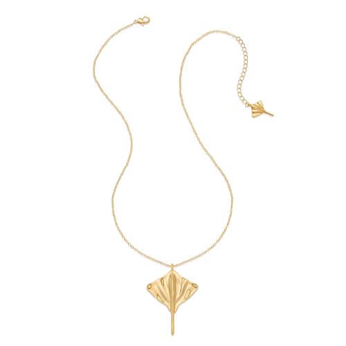 MIJENITI Stingray Pendant Necklace for Women, Ocean Charm Necklace, Minimalist Gold Ray Necklace for Daily, Vacation