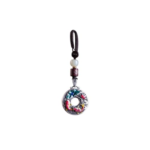 ADERFETBI Llavero Colgante de Llavero de Coche con Hebilla de la Paz de Plata Pura for Hombres y Mujeres, Colgante del año del Zodiaco, joyería, Regalo, Adornos Colgantes for Mochila Llavero Coche