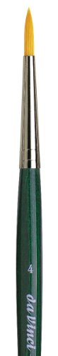 Image of da Vinci Watercolor Series 5570 CosmoTop Nova Paint Brush, Round Synthetic with Short Green Handle, Size 4 (5570-4)