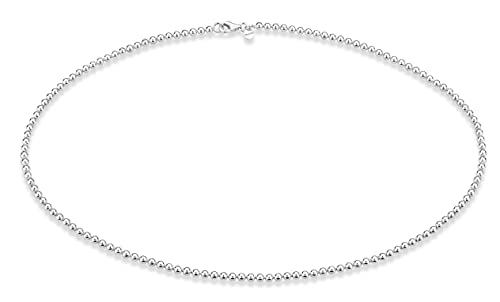 Miabella 925 Sterling Silver Italian Handmade 3Mm Bead Ball Strand Chain Necklace For Women, Made In Italy (Length 18 Inch (Small)) #TOP1