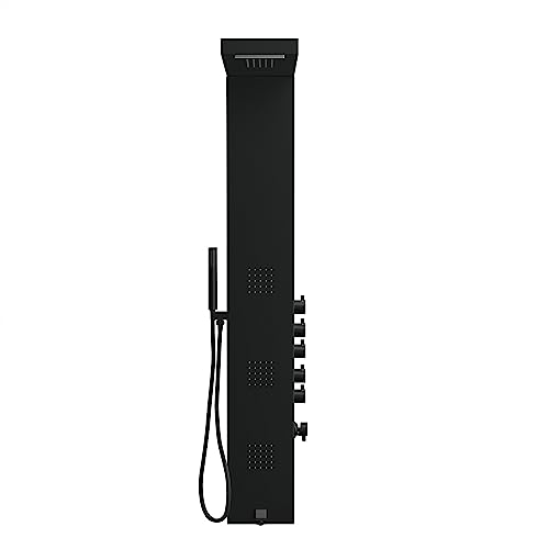 Ledmyplace 59 In. 3-Jet Rainfall And Waterfall Wall Mounted Shower Panel System With 3.4 Gpm Flow Rate, 59 In. Hose Length, Brass And Stainless Steel, Bodyspray, Knob Handle, Two Function Shower Head #TOP29